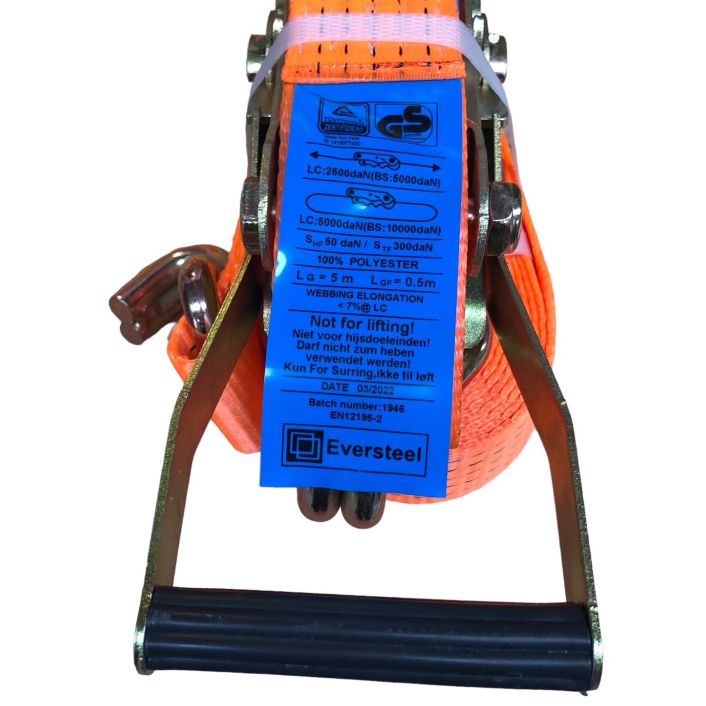 10x Eversteel - Spanband - 2 delig - 5 ton - 5 meter - 50 mm - oranje